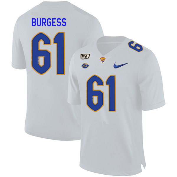 2019 Men #61 Brian Burgess Pitt Panthers College Football Jerseys Sale-White